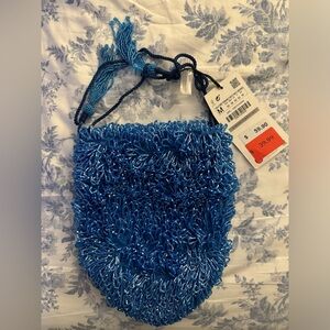 Zara blue beaded purse